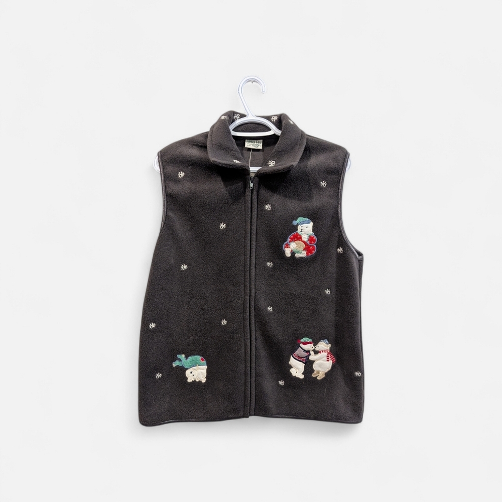 ✨ Cottage Cove Fleece Vest – Polar Bears & Snowflakes (M) ✨